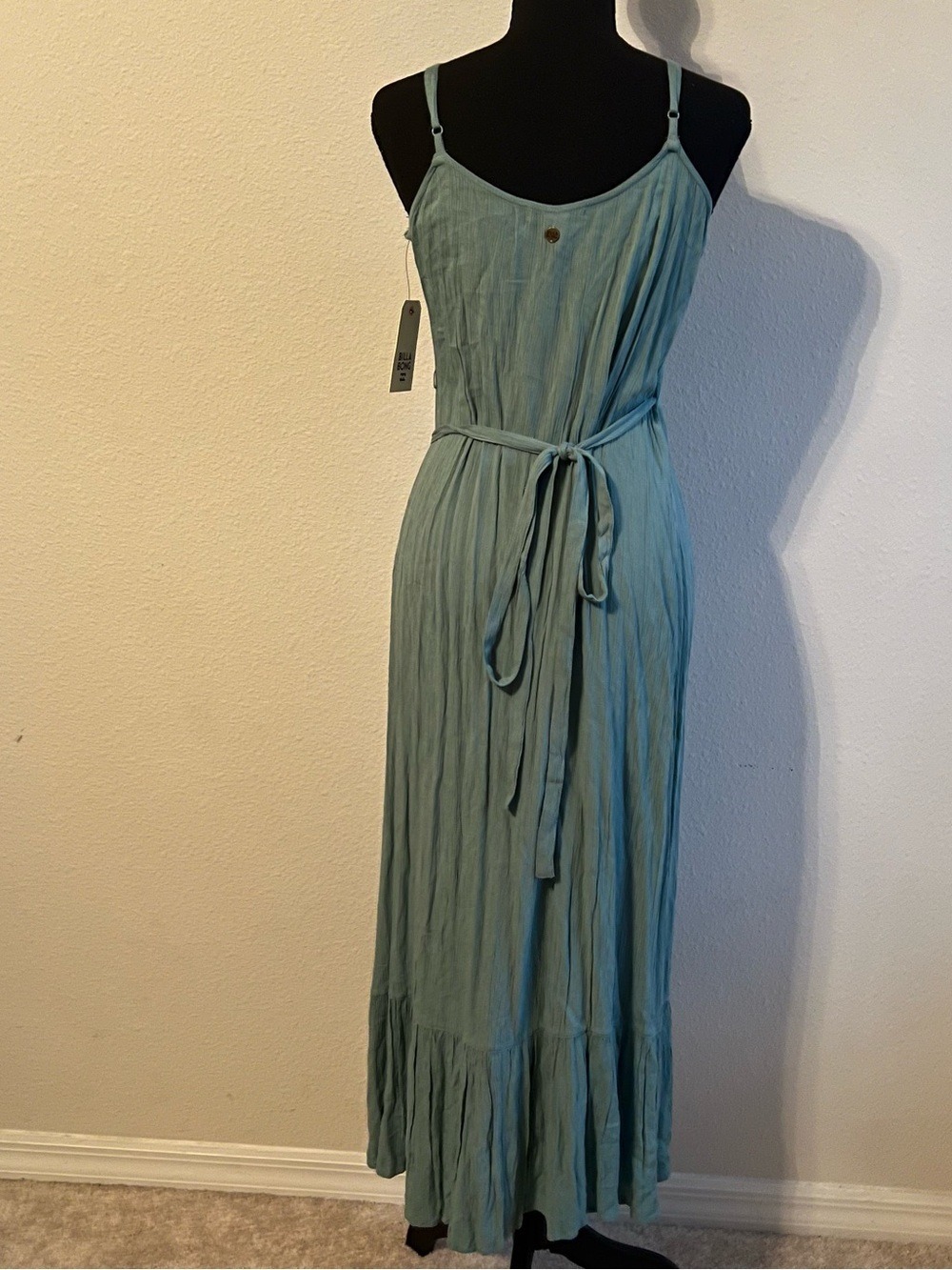 Billabong Olive Green Women's Medium Maxi Wrap Dress Wedding Party Date Night - Picture 3 of 7